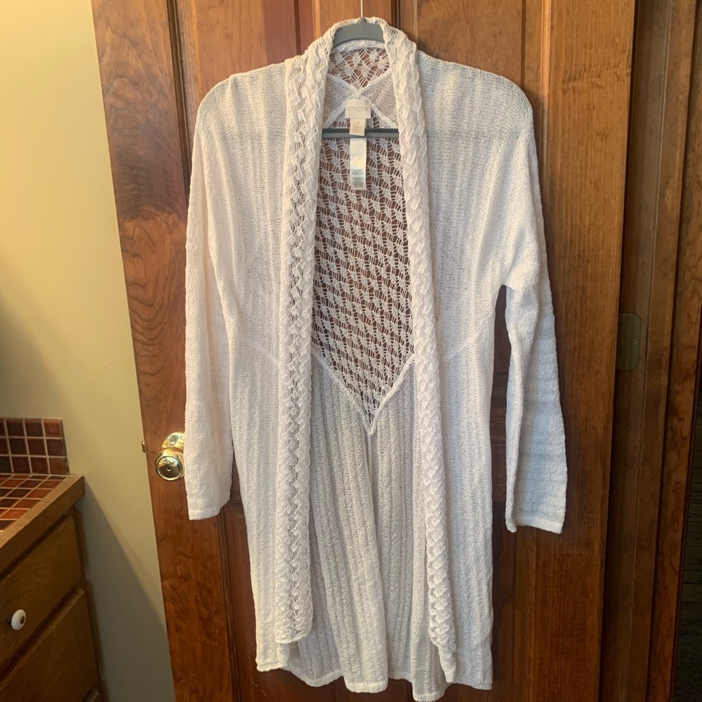 Chico, NEW NEVER WORN, long WHITE sweater cardigan, this is BEAUTIFUL, ELEGANT. - Picture 1 of 8